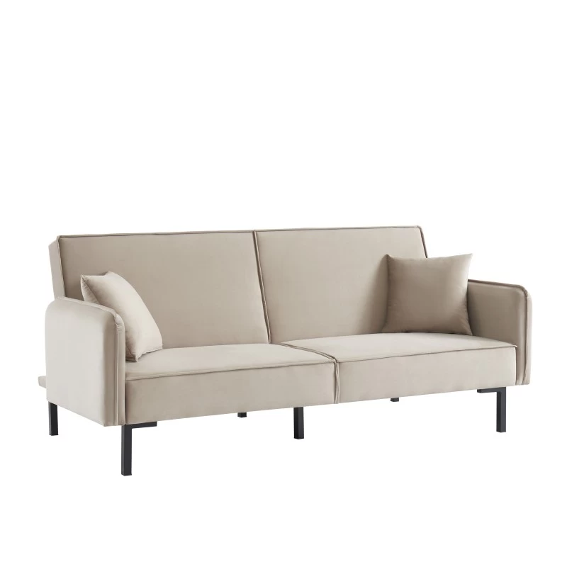 Canapé Droit ALICE Convertible Velours Grège 3 Places 3 Canapé Droit ALICE Convertible Velours Grège 3 Places – Image 3