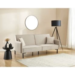 Canapé Droit ALICE Convertible Velours Grège 3 Places