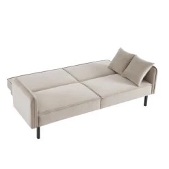 Canapé Droit ALICE Convertible Velours Grège 3 Places 9 Canapé Droit ALICE Convertible Velours Grège 3 Places -Meuble Déco Soldes canape droit alice convertible velours grege 3 places 3