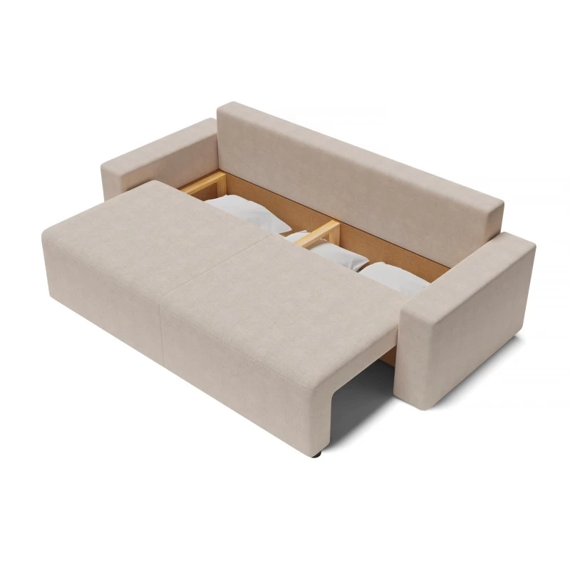 Canapé Droit ALMA Convertible Tissu Beige 3 Places 5 Canapé Droit ALMA Convertible Tissu Beige 3 Places – Image 5