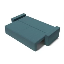 Canapé Droit ALMA Convertible Tissu Bleu Paon 3 Places -Meuble Déco Soldes canape droit alma convertible tissu bleu paon 3 places 3