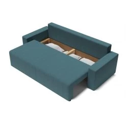 Canapé Droit ALMA Convertible Tissu Bleu Paon 3 Places -Meuble Déco Soldes canape droit alma convertible tissu bleu paon 3 places 4