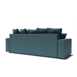 Canapé Droit ALMA Convertible Tissu Bleu Paon 3 Places -Meuble Déco Soldes canape droit alma convertible tissu bleu paon 3 places 5