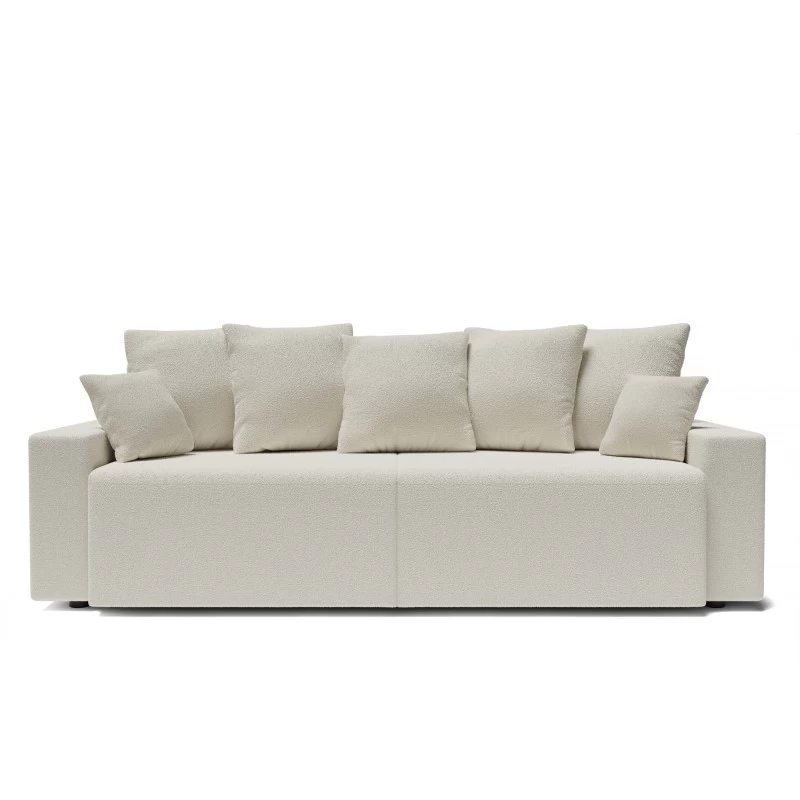 Canapé Droit ALMA Convertible Tissu Bouclette Blanc 3 Places 2 Canapé Droit ALMA Convertible Tissu Bouclette Blanc 3 Places – Image 2