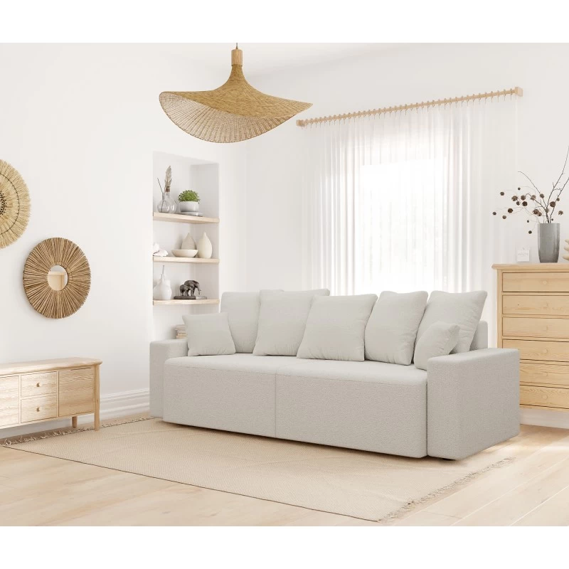 Canapé Droit ALMA Convertible Tissu Bouclette Blanc 3 Places 9 Canapé Droit ALMA Convertible Tissu Bouclette Blanc 3 Places – Image 9