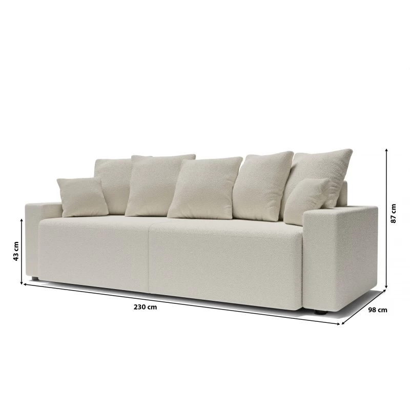 Canapé Droit ALMA Convertible Tissu Bouclette Blanc 3 Places 10 Canapé Droit ALMA Convertible Tissu Bouclette Blanc 3 Places – Image 10