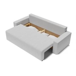 Canapé Droit ALMA Convertible Tissu Gris 3 Places -Meuble Déco Soldes canape droit alma convertible tissu gris 3 places 4
