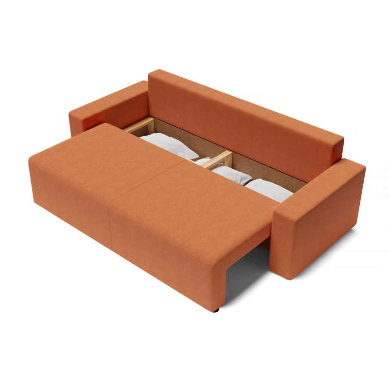 Canapé Droit ALMA Convertible Tissu Rouille 3 Places 5 Canapé Droit ALMA Convertible Tissu Rouille 3 Places – Image 5