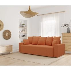 Canapé Droit ALMA Convertible Tissu Rouille 3 Places 18 Canapé Droit ALMA Convertible Tissu Rouille 3 Places -Meuble Déco Soldes canape droit alma convertible tissu rouille 3 places 8