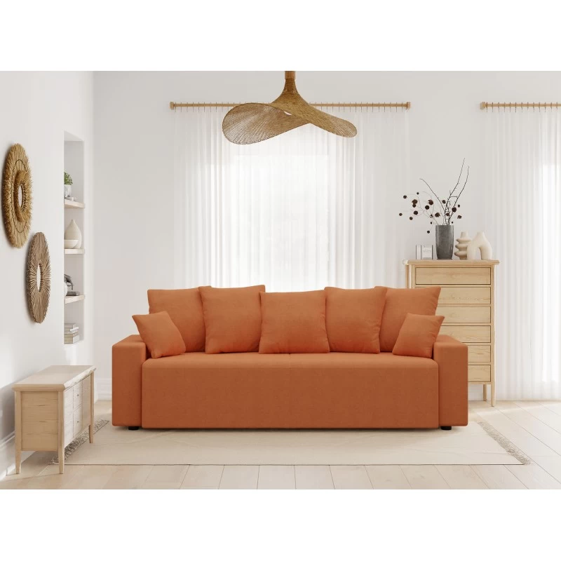 Canapé Droit ALMA Convertible Tissu Rouille 3 Places 1 Canapé Droit ALMA Convertible Tissu Rouille 3 Places