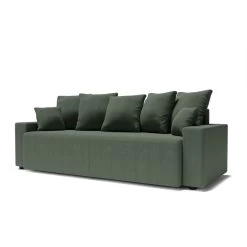 Canapé Droit ALMA Convertible Tissu Vert 3 Places -Meuble Déco Soldes canape droit alma convertible tissu vert 3 places 2