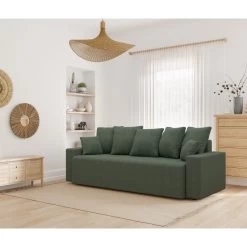 Canapé Droit ALMA Convertible Tissu Vert 3 Places -Meuble Déco Soldes canape droit alma convertible tissu vert 3 places 8