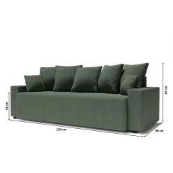 Canapé Droit ALMA Convertible Tissu Vert 3 Places -Meuble Déco Soldes canape droit alma convertible tissu vert 3 places 9