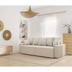 Canapé Droit ALMA Convertible Velours Côtelé Beige 3 Places 18 Canapé Droit ALMA Convertible Velours Côtelé Beige 3 Places -Meuble Déco Soldes canape droit alma convertible velours cotele beige 3 places 8