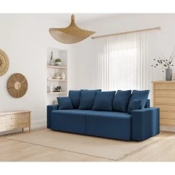 Canapé Droit ALMA Convertible Velours Côtelé Bleu Cobalt 3 Places 18 Canapé Droit ALMA Convertible Velours Côtelé Bleu Cobalt 3 Places -Meuble Déco Soldes canape droit alma convertible velours cotele bleu cobalt 3 places 8