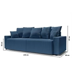 Canapé Droit ALMA Convertible Velours Côtelé Bleu Cobalt 3 Places 19 Canapé Droit ALMA Convertible Velours Côtelé Bleu Cobalt 3 Places -Meuble Déco Soldes canape droit alma convertible velours cotele bleu cobalt 3 places 9