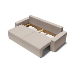 Canapé Droit ALMA Convertible Velours Côtelé Grège 3 Places -Meuble Déco Soldes canape droit alma convertible velours cotele grege 3 places 4