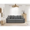 Canapé Droit ALMA Convertible Velours Côtelé Gris Souris 3 Places