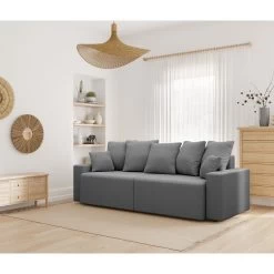 Canapé Droit ALMA Convertible Velours Côtelé Gris Souris 3 Places -Meuble Déco Soldes canape droit alma convertible velours cotele gris souris 3 places 8