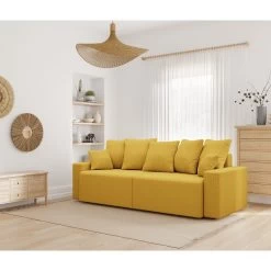 Canapé Droit ALMA Convertible Velours Côtelé Jaune 3 Places 18 Canapé Droit ALMA Convertible Velours Côtelé Jaune 3 Places -Meuble Déco Soldes canape droit alma convertible velours cotele jaune 3 places 8