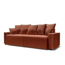 Canapé Droit ALMA Convertible Velours Côtelé Terracotta 3 Places 12 Canapé Droit ALMA Convertible Velours Côtelé Terracotta 3 Places -Meuble Déco Soldes canape droit alma convertible velours cotele terracotta 3 places 2