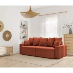 Canapé Droit ALMA Convertible Velours Côtelé Terracotta 3 Places 18 Canapé Droit ALMA Convertible Velours Côtelé Terracotta 3 Places -Meuble Déco Soldes canape droit alma convertible velours cotele terracotta 3 places 8