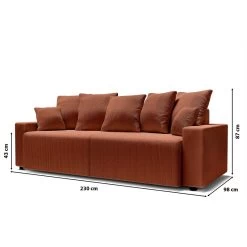 Canapé Droit ALMA Convertible Velours Côtelé Terracotta 3 Places 19 Canapé Droit ALMA Convertible Velours Côtelé Terracotta 3 Places -Meuble Déco Soldes canape droit alma convertible velours cotele terracotta 3 places 9