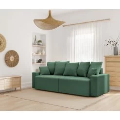 Canapé Droit ALMA Convertible Velours Côtelé Vert 3 Places 18 Canapé Droit ALMA Convertible Velours Côtelé Vert 3 Places -Meuble Déco Soldes canape droit alma convertible velours cotele vert 3 places 8