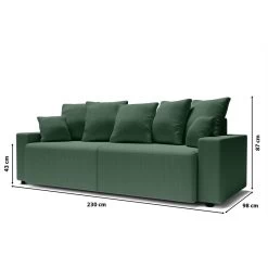 Canapé Droit ALMA Convertible Velours Côtelé Vert 3 Places 19 Canapé Droit ALMA Convertible Velours Côtelé Vert 3 Places -Meuble Déco Soldes canape droit alma convertible velours cotele vert 3 places 9