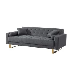 Canapé Droit Auguste Droit Convertible 3 Places Tissu Chiné Gris -Meuble Déco Soldes canape droit auguste droit convertible 3 places tissu chine gris 3