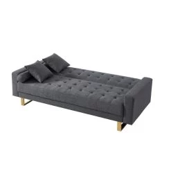 Canapé Droit Auguste Droit Convertible 3 Places Tissu Chiné Gris -Meuble Déco Soldes canape droit auguste droit convertible 3 places tissu chine gris 4