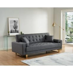 Canapé Droit Auguste Droit Convertible 3 Places Tissu Chiné Gris -Meuble Déco Soldes canape droit auguste droit convertible 3 places tissu chine gris 7