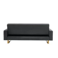 Canapé Droit AUGUSTE Droit Convertible 3 Places Velours Gris Anthracite -Meuble Déco Soldes canape droit auguste droit convertible 3 places velours gris anthracite 5