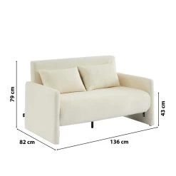 Canapé Droit JADE En Tissu Bouclette Beige Convertible 2 Places -Meuble Déco Soldes canape droit jade en tissu bouclette beige convertible 2 places 6