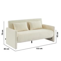 Canapé Droit JADE En Tissu Bouclette Beige Convertible 3 Places -Meuble Déco Soldes canape droit jade en tissu bouclette beige convertible 3 places 6