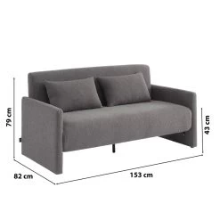 Canapé Droit JADE En Tissu Bouclette Gris Convertible 3 Places -Meuble Déco Soldes canape droit jade en tissu bouclette gris convertible 3 places 6