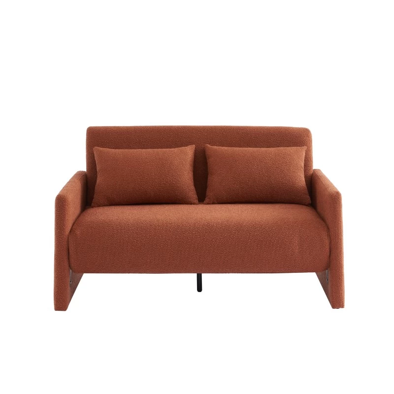 Canapé Droit JADE En Tissu Bouclette Terracotta Convertible 2 Places 2 Canapé Droit JADE En Tissu Bouclette Terracotta Convertible 2 Places – Image 2