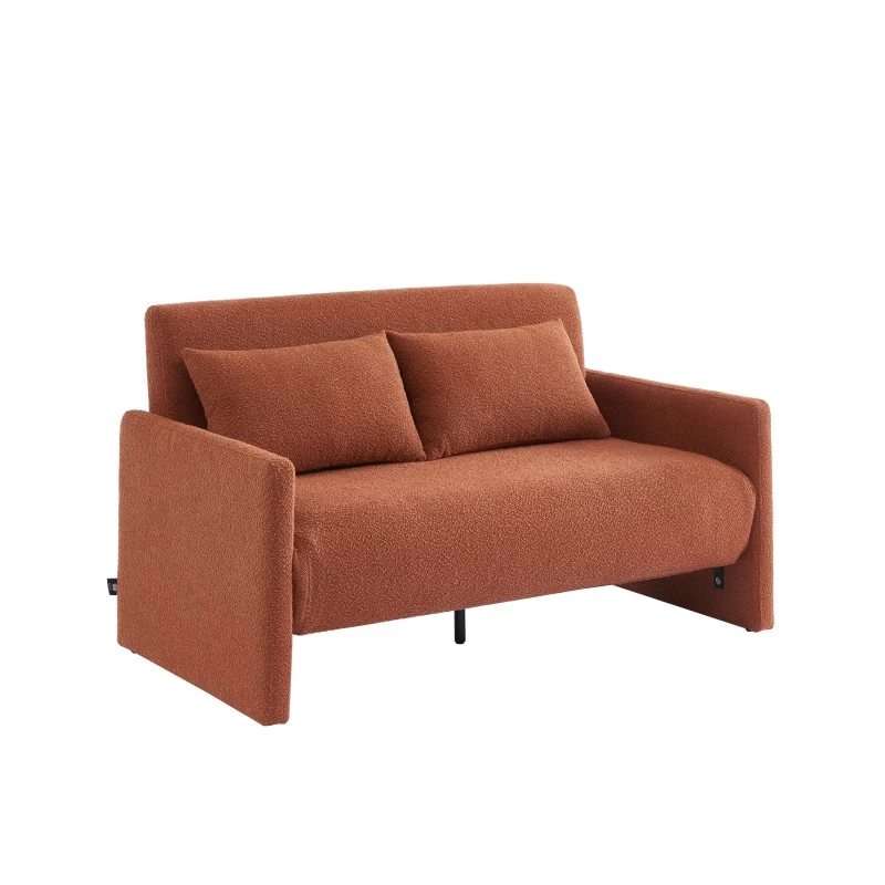 Canapé Droit JADE En Tissu Bouclette Terracotta Convertible 2 Places 3 Canapé Droit JADE En Tissu Bouclette Terracotta Convertible 2 Places – Image 3