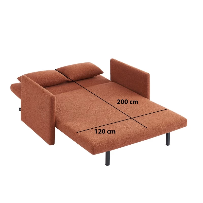 Canapé Droit JADE En Tissu Bouclette Terracotta Convertible 2 Places 8 Canapé Droit JADE En Tissu Bouclette Terracotta Convertible 2 Places – Image 8