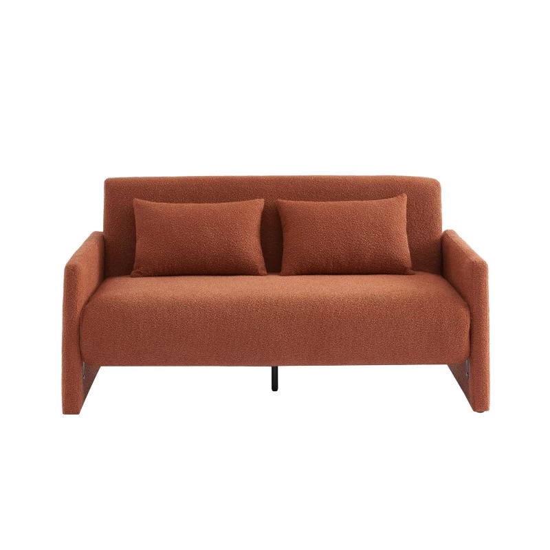 Canapé Droit JADE En Tissu Bouclette Terracotta Convertible 3 Places 2 Canapé Droit JADE En Tissu Bouclette Terracotta Convertible 3 Places – Image 2