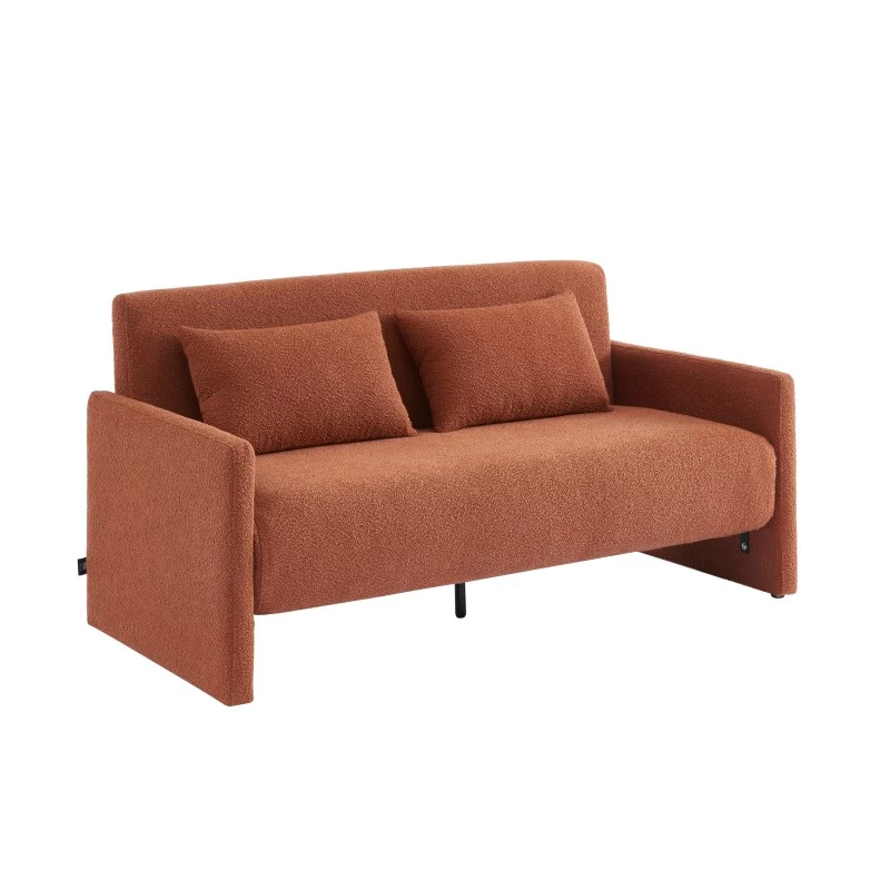Canapé Droit JADE En Tissu Bouclette Terracotta Convertible 3 Places 3 Canapé Droit JADE En Tissu Bouclette Terracotta Convertible 3 Places – Image 3