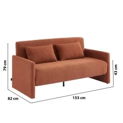 Canapé Droit JADE En Tissu Bouclette Terracotta Convertible 3 Places 14 Canapé Droit JADE En Tissu Bouclette Terracotta Convertible 3 Places -Meuble Déco Soldes canape droit jade en tissu bouclette terracotta convertible 3 places 6