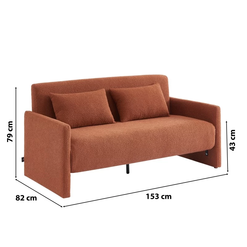 Canapé Droit JADE En Tissu Bouclette Terracotta Convertible 3 Places 7 Canapé Droit JADE En Tissu Bouclette Terracotta Convertible 3 Places – Image 7