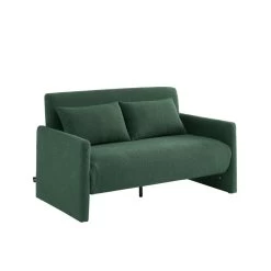 Canapé Droit JADE En Tissu Bouclette Vert Convertible 2 Places -Meuble Déco Soldes canape droit jade en tissu bouclette vert convertible 2 places 2