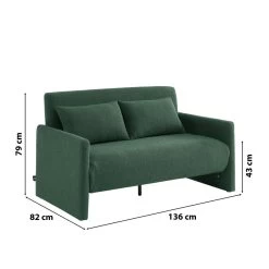 Canapé Droit JADE En Tissu Bouclette Vert Convertible 2 Places -Meuble Déco Soldes canape droit jade en tissu bouclette vert convertible 2 places 6