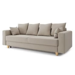 Canapé Droit KRISTI Convertible Tissu Grège 3 Places -Meuble Déco Soldes canape droit kristi convertible tissu grege 2