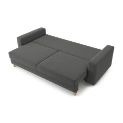 Canapé Droit KRISTI Convertible Tissu Gris 3 Places -Meuble Déco Soldes canape droit kristi convertible tissu gris 3