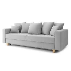 Canapé Droit KRISTI Convertible Tissu Gris 3 Places -Meuble Déco Soldes canape droit kristi convertible tissu gris 3 places 2