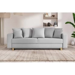 Canapé Droit KRISTI Convertible Tissu Gris 3 Places