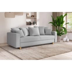 Canapé Droit KRISTI Convertible Tissu Gris 3 Places -Meuble Déco Soldes canape droit kristi convertible tissu gris 3 places 8